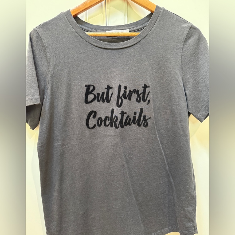 South Parade Lola T shirt “But first ,Cocktails” Pima cotton S